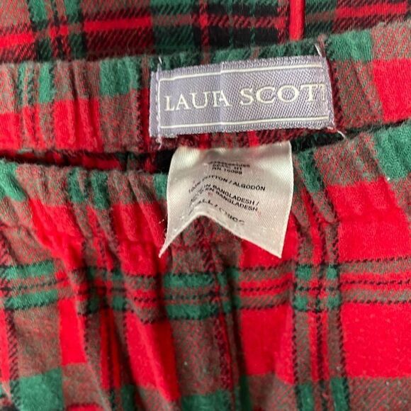 Laura Scott Flannel Pajamas Small Red Plaid Button Down Top Elastic Waist Pants - Picture 3 of 7